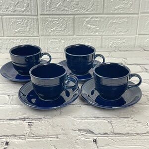 Cobalt Blue Tea Cups an Saucers Set of 4 Unbranded